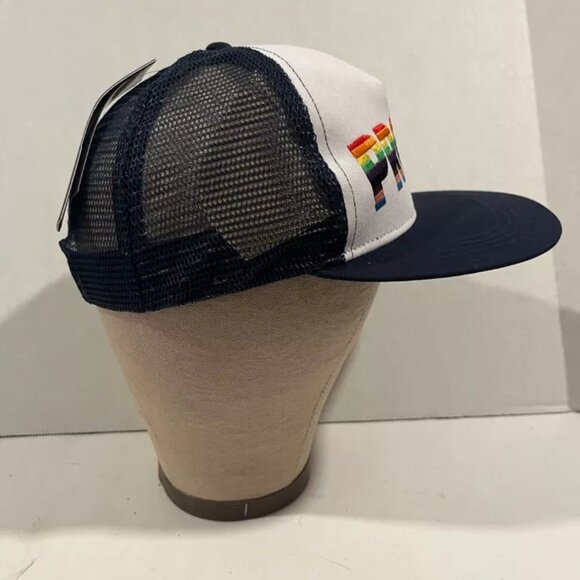 "PROUD" White Navy LGBTQ Rainbow Trucker Mesh Adjustable Phluid Project NEW - Picture 6 of 6
